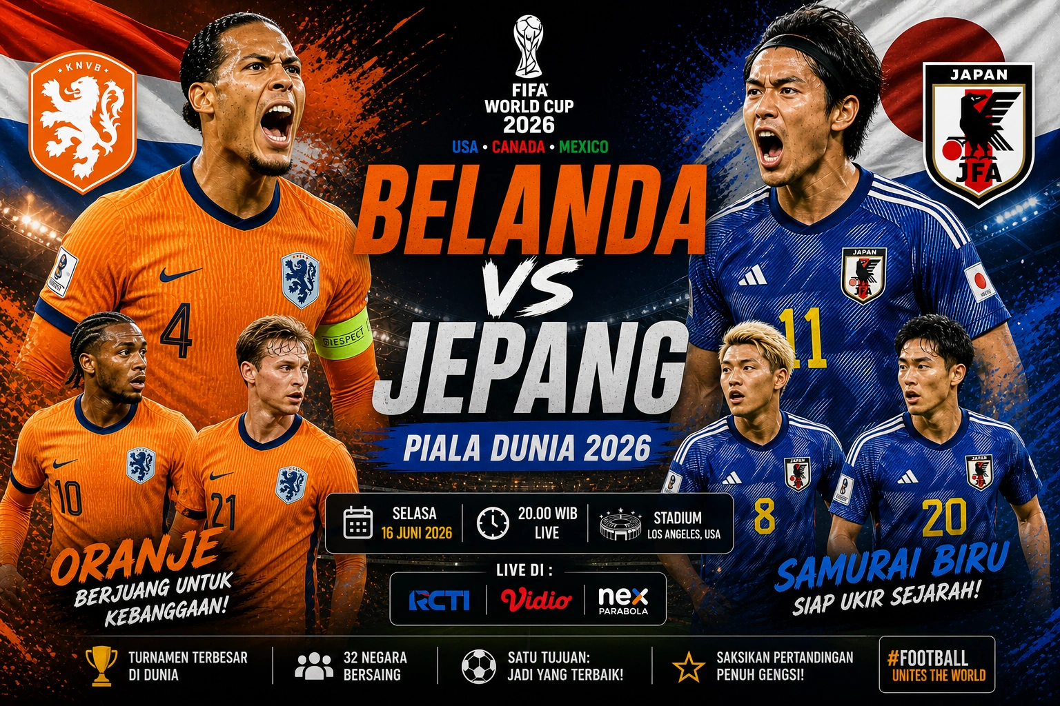 Prediksi skor Belanda VS Jepang piala dunia 2026